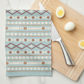Aztec Shapes RPT Pattern Rusts Cream Blauwgroen-Bl Theedoek (Quarter Fold)