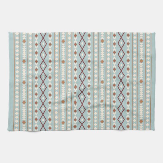 Aztec Shapes RPT Pattern Rusts Cream Blauwgroen-Bl Theedoek (Horizontaal)