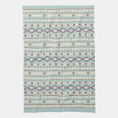 Aztec Shapes RPT Pattern Rusts Cream Blauwgroen-Bl Theedoek (Verticaal)