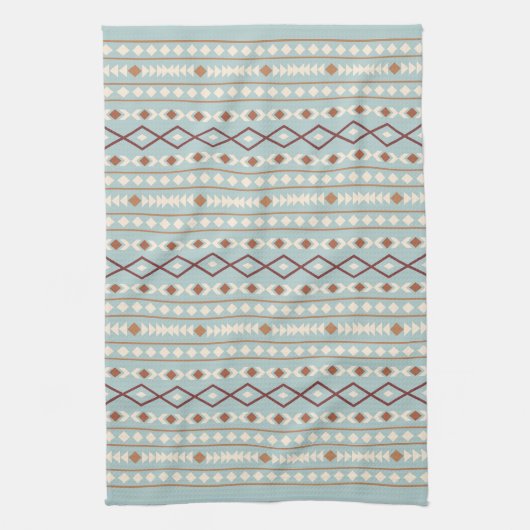 Aztec Shapes RPT Pattern Rusts Cream Blauwgroen-Bl Theedoek (Verticaal)