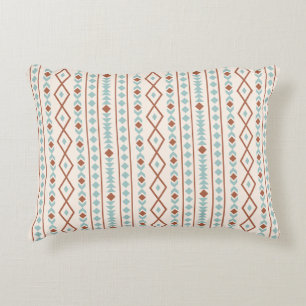 Aztec Shapes V Pattern Rust Blauwgroen Cream Accent Kussen