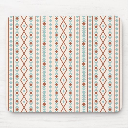 Aztec Shapes V Pattern Rust Blauwgroen Cream Muismat (Voorkant)