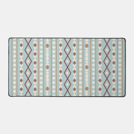 Aztec Shapes V Pattern Rusts Cream Blauwgroen-Blue Bureaumat (Voorkant)
