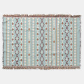 Aztec Shapes V Pattern Rusts Cream Blauwgroen-Blue Deken (Voorkant)