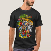 Aztec Skull Jaguar Warrior Mask Ancient Mayan Myth T-shirt (Voorkant)
