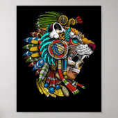 Aztec Skull Jaguar Warrior Mask Ancient Mayan Poster (Voorkant)