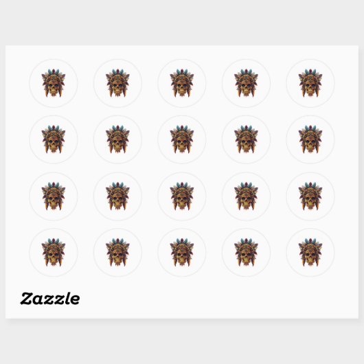 Aztec Skull Relic Ronde Sticker (Vel)