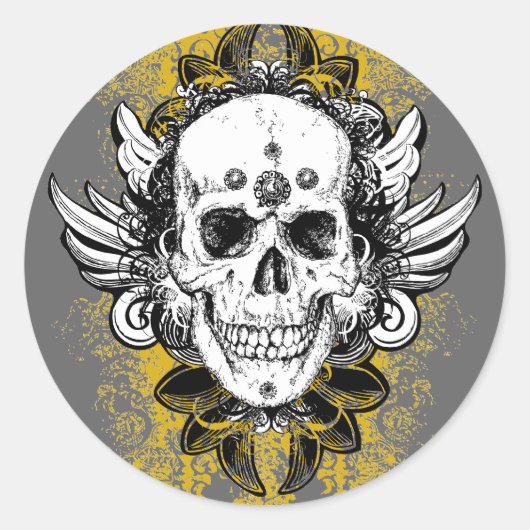 Aztec-Skull Ronde Sticker (Voorkant)