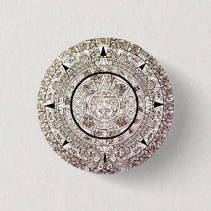 Aztec Solar Disk Calendar Ronde Button 3,2 Cm