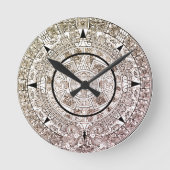 Aztec Solar Disk Calendar Ronde Klok (Voorkant)