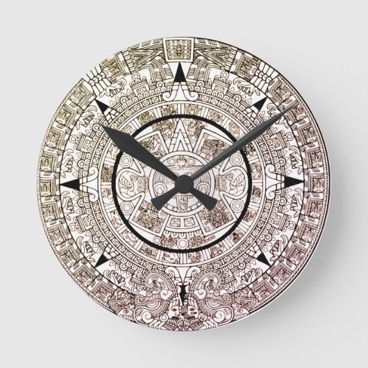 Aztec Solar Disk Calendar Ronde Klok (Voorkant)