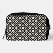 Aztec stijl blok print zwart + crème patroon toilettasje (Achterkant)