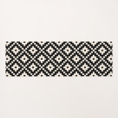 Aztec stijl blokprint zwart + crème groot patroon yogamat (Achterkant (horizontaal))