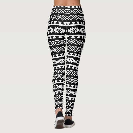 Aztec Stijlvol Patroon II White op zwart Leggings (Achterkant)