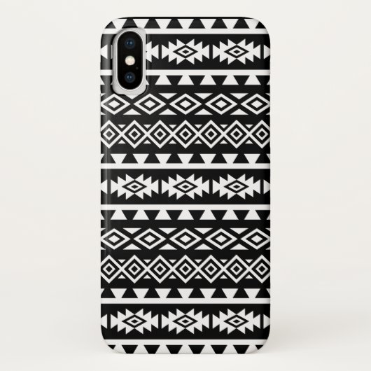 Aztec stileerde Groot Patroon II Wit op Zwarte Case-Mate iPhone Case (Achterkant)
