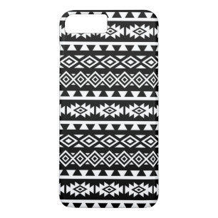 Aztec stileerde Groot Patroon II Wit op Zwarte iPhone 8/7 Plus Hoesje