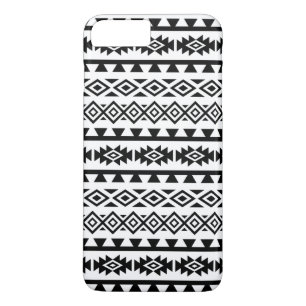 Aztec stileerde Groot Patroon II Zwarte op Wit iPhone 8/7 Plus Hoesje