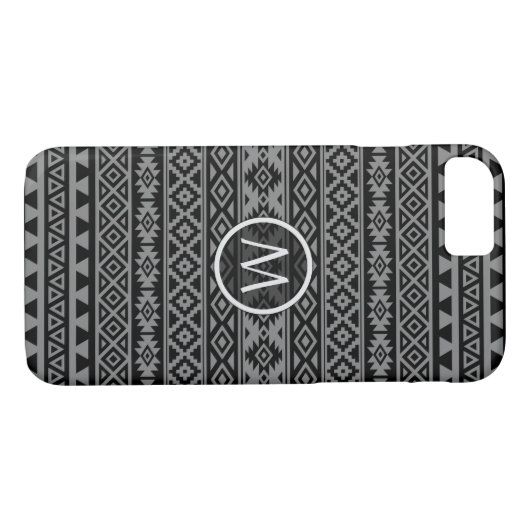 Aztec stileerde Ptn Blk & Grijze Case-Mate iPhone Case (Achterkant (Horizontaal))