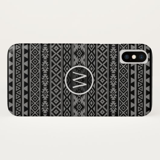 Aztec stileerde Ptn Blk & Grijze Case-Mate iPhone Case (Achterkant (horizontaal))