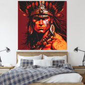 Aztec-strijder, Aztec-cultuur, Mayaanse cultuur Canvas Afdruk (Insitu (Slaapkamer))