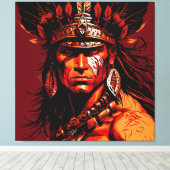 Aztec-strijder, Aztec-cultuur, Mayaanse cultuur Canvas Afdruk (Insitu (Houten vloer))