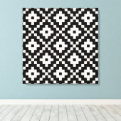 Aztec Style Block Print - Zwart en Crème (Insitu (Houten vloer))