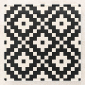 Aztec Style Block Print - Zwart en Crème Glazen Onderzetter (Voorkant)