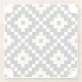 Aztec Style Block Print - Zwart en Crème Glazen Onderzetter (Achterkant)