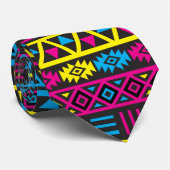 Aztec Style Herhaal patroon - CMY en zwart Stropdas (Opgerold)