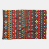 Aztec Style Herhaal PTN - Oranje Geel Rood en Zwar Theedoek (Horizontaal)