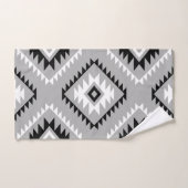 Aztec Style Motif Big Pattern Black White Grey Bad Handdoek (Handdoek)