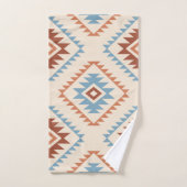 Aztec Style Motif Big Pattern Blue Crm Terracottas Bad Handdoek (Handdoek)