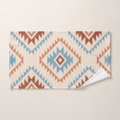 Aztec Style Motif Big Pattern Blue Crm Terracottas Bad Handdoek (Handdoek)