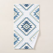 Aztec Style Motif Big Pattern Blues White Gold Bad Handdoek (Handdoek)