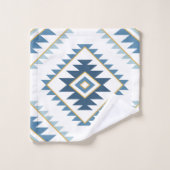 Aztec Style Motif Big Pattern Blues White Gold Bad Handdoek (Wasdoekje)