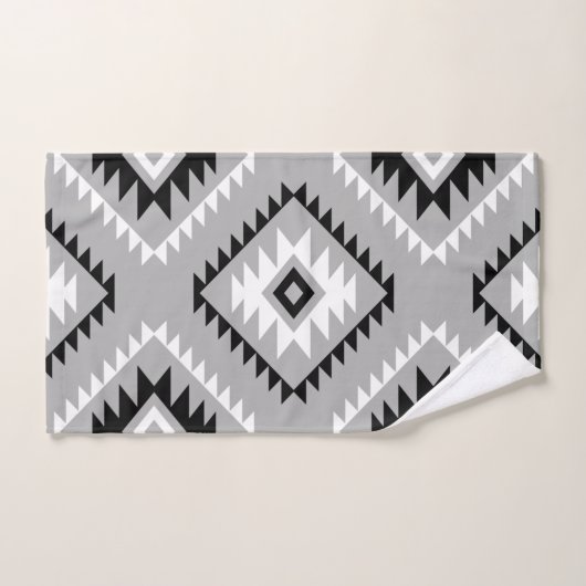 Aztec Style Motif Lg Pattern Black White Grey Handdoek (Handdoek)