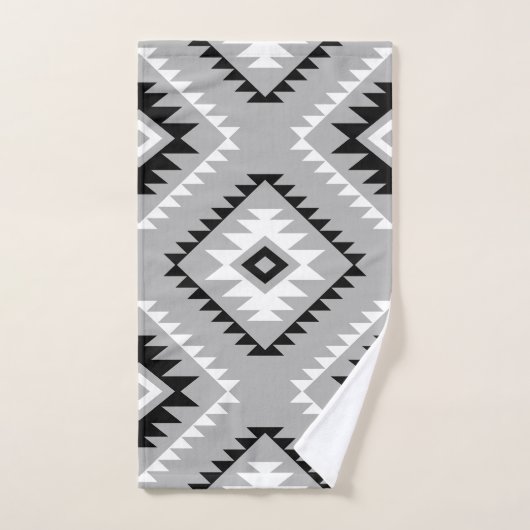 Aztec Style Motif Lg Pattern Black White Grey Handdoek (Handdoek)