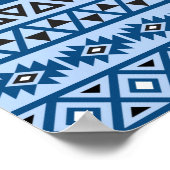 Aztec Style Pattern Blues Black & White Poster (Hoek)