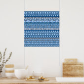 Aztec Style Pattern Blues Black & White Poster (Keuken)