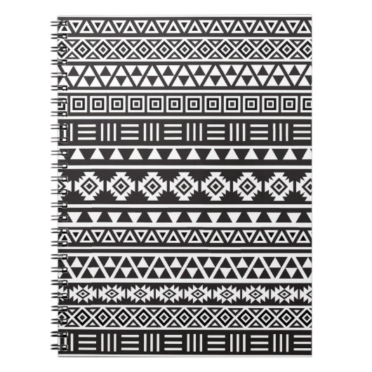 Aztec Style Pattern - Monochrome Notitieboek (Voorkant)