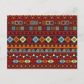 Aztec Style Pattern - Oranje Geel Blauw Rood & Blk Briefkaart (Voorkant)