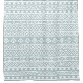 Aztec stylized Pattern Duck Egg Blue & White Douchegordijn (Voorkant)