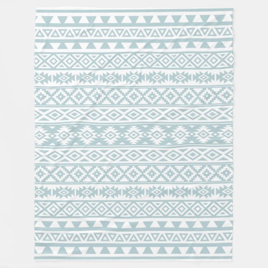 Aztec stylized Pattern Duck Egg Blue & White Fleece Deken (Voorkant)