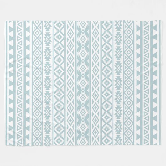 Aztec stylized Pattern Duck Egg Blue & White Fleece Deken (Voorkant (Horizontaal))