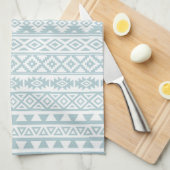 Aztec stylized Pattern Duck Egg Blue & White Theedoek (Quarter Fold)