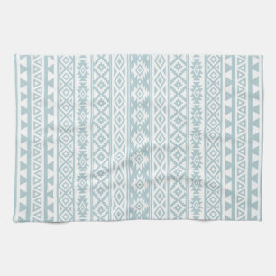 Aztec stylized Pattern Duck Egg Blue & White Theedoek