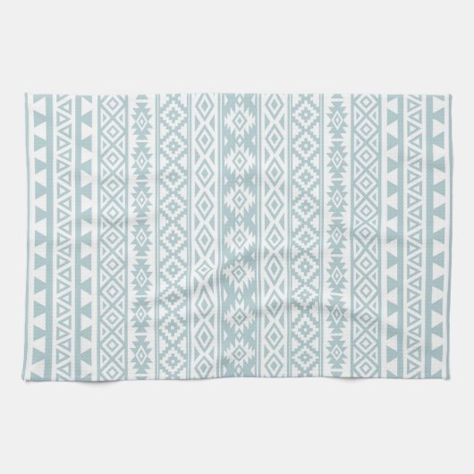 Aztec stylized Pattern Duck Egg Blue & White Theedoek (Horizontaal)