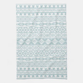 Aztec stylized Pattern Duck Egg Blue & White Theedoek (Verticaal)