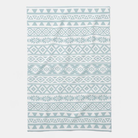 Aztec stylized Pattern Duck Egg Blue & White Theedoek (Verticaal)