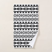 Aztec stylized Pattern II Black op White Bad Handdoek (Handdoek)
